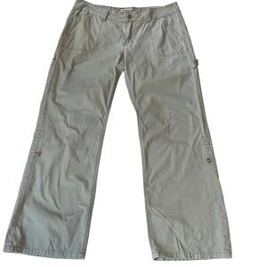 Route 66 Women Convertible Utility Pants Gray 13/14 Canvas Roll Tab Hiking Cargo